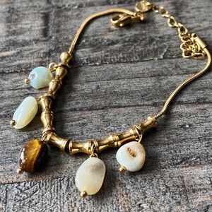 NEW Gold & Polished Stone Beaded Bracelet